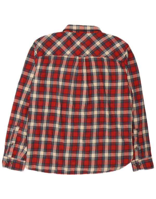 Camisa masculina de flanela de ajuste regular Fat Face XL algodão xadrez vermelho