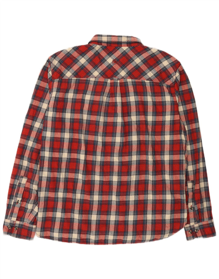 Camisa masculina de flanela de ajuste regular Fat Face XL algodão xadrez vermelho