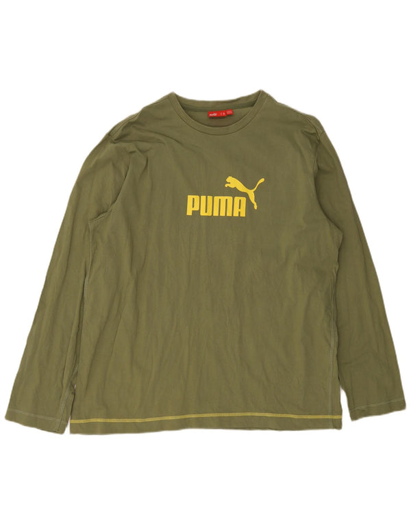 Puma Mens Graphic Top Manga Longa XL Verde Algodão