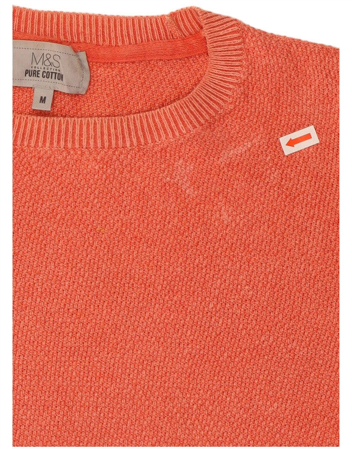 Suéter masculino Marks & Spencer com gola redonda e algodão laranja médio