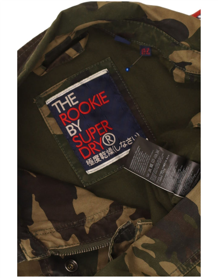 Jaqueta militar gráfica feminina Superdry UK 12 camuflagem cáqui média