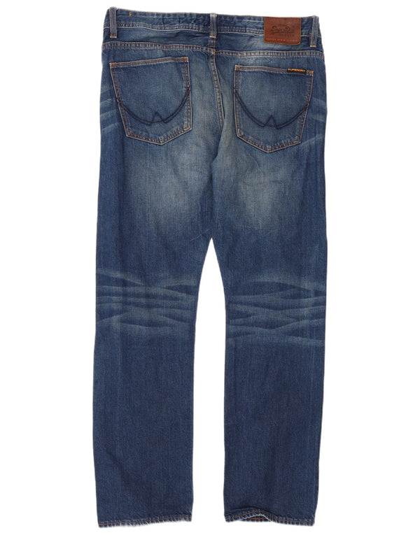 Jeans retos masculinos Superdry W34 L32 algodão azul
