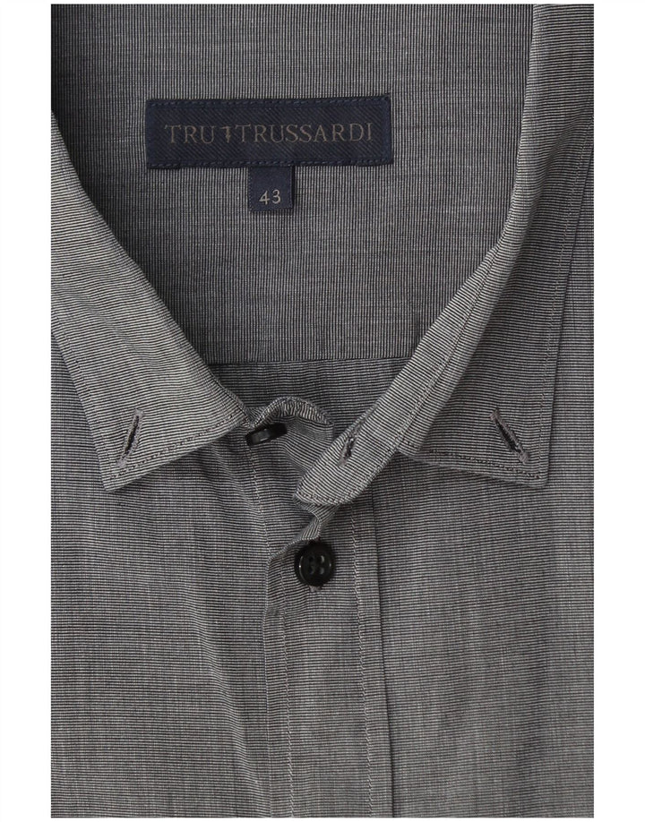 Camisa masculina TRUSSARDI tamanho 43 listra cinza grande