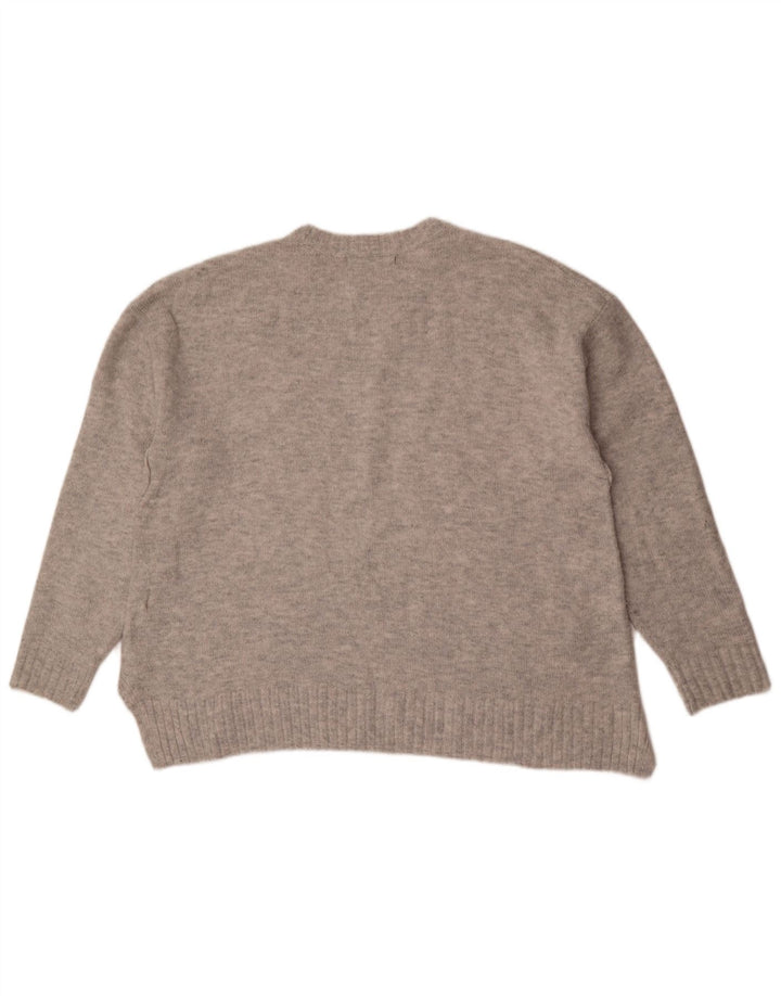 Suéter feminino Marks & Spencer grande com gola redonda Reino Unido 16 grande cinza
