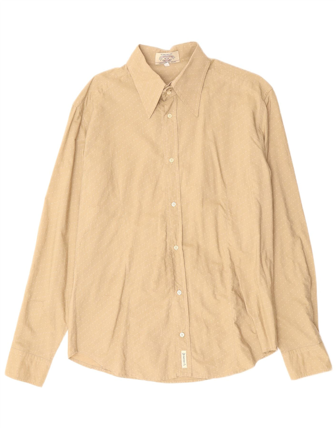 Camisa masculina Armani Jeans grande algodão listrado bege