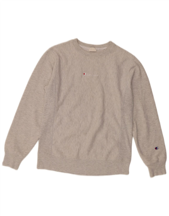 Champion moletom masculino jumper pequeno algodão cinza