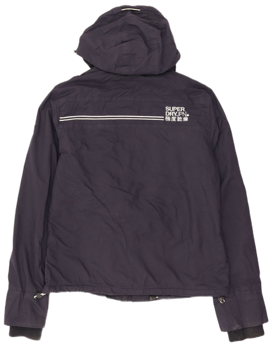 Jaqueta corta-vento feminina Superdry com capuz Reino Unido 14 médio azul marinho nylon