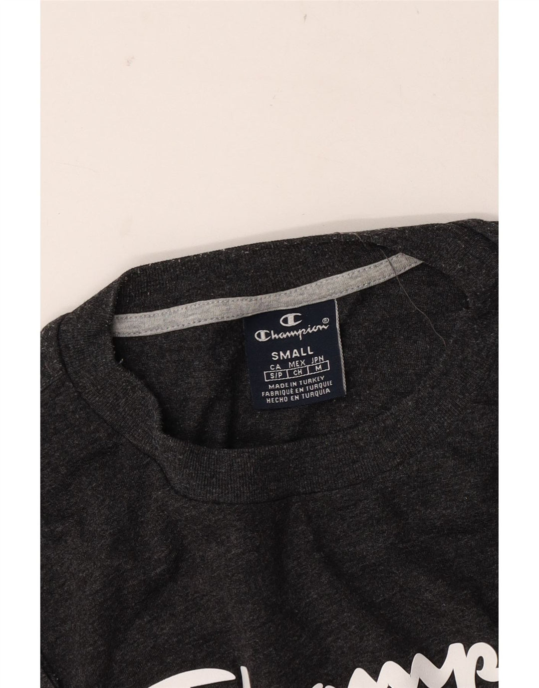 Camiseta masculina com estampa solta CHAMPION pequena cinza