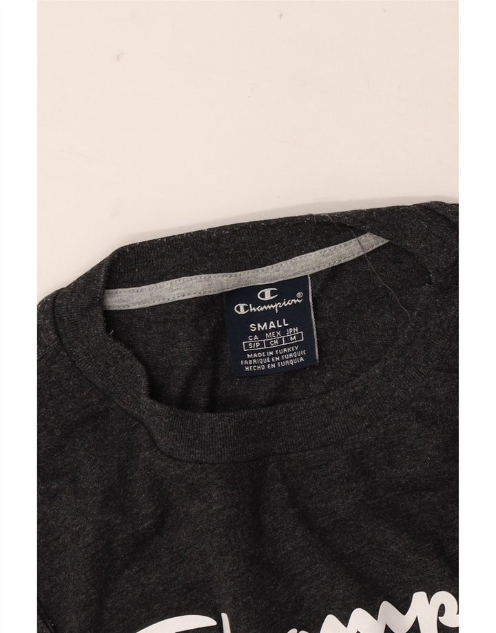 Camiseta masculina com estampa solta CHAMPION pequena cinza