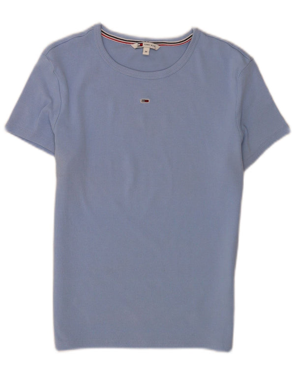 Tommy Hilfiger Camiseta Feminina Crop Top UK 12 Algodão Azul Médio