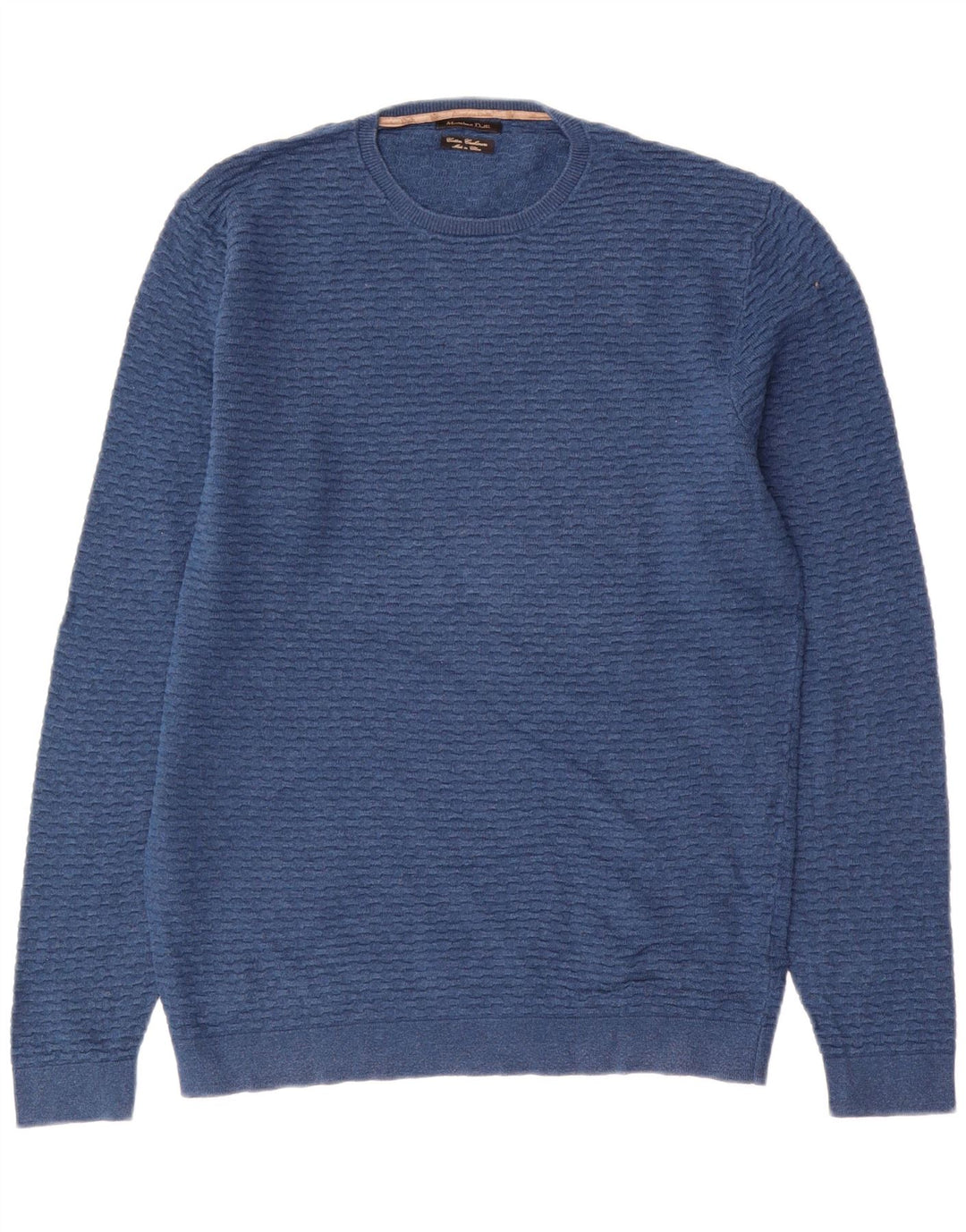 Suéter masculino Massimo Dutti com gola redonda e algodão azul médio