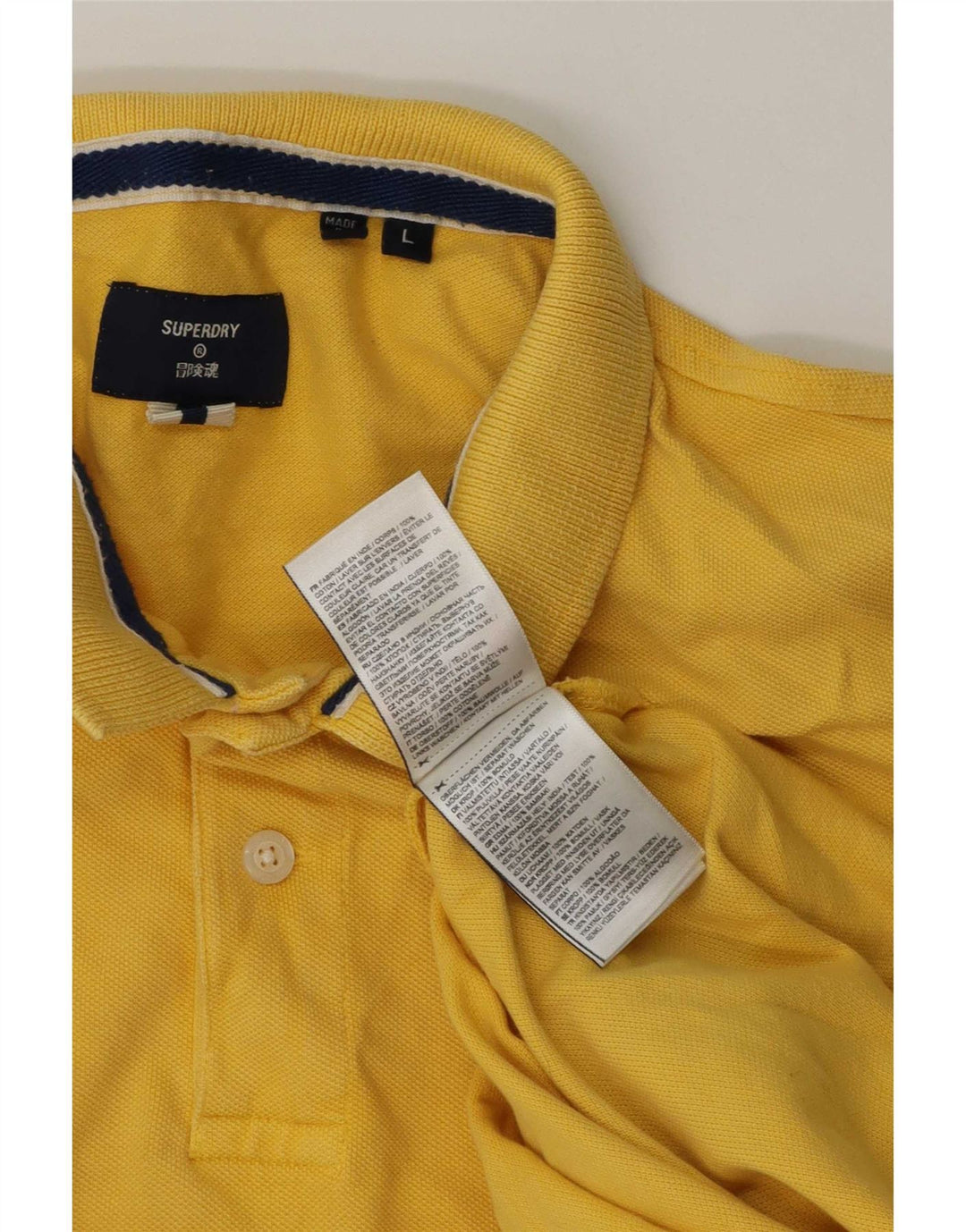 Camisa polo masculina Superdry grande algodão amarelo