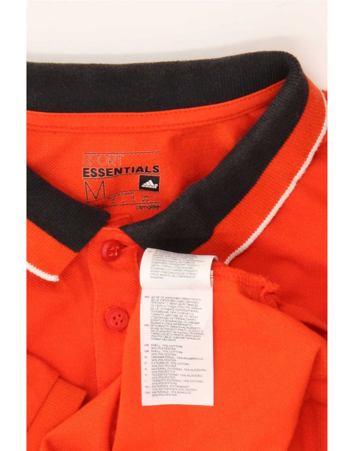Adidas Mens Climalite Polo Shirt Medium Orange Colourblock Algodão