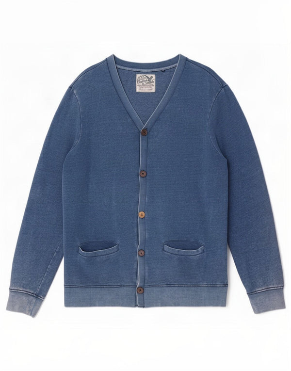 Suéter cardigã masculino Hanbury IT 54 XL algodão azul