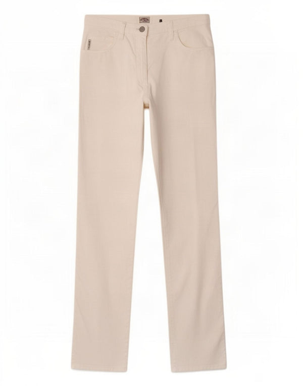 Calça feminina reta casual Armani W29 L32 linho branco