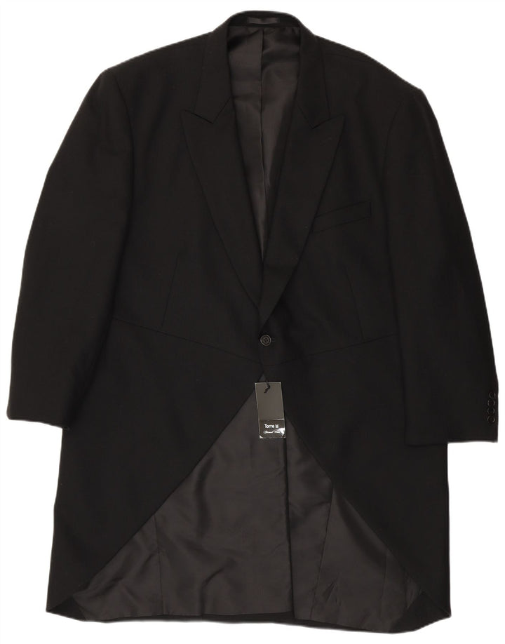 Torre Mens Tailcoat Blazer Jaqueta UK 50 5XL Lã Preta