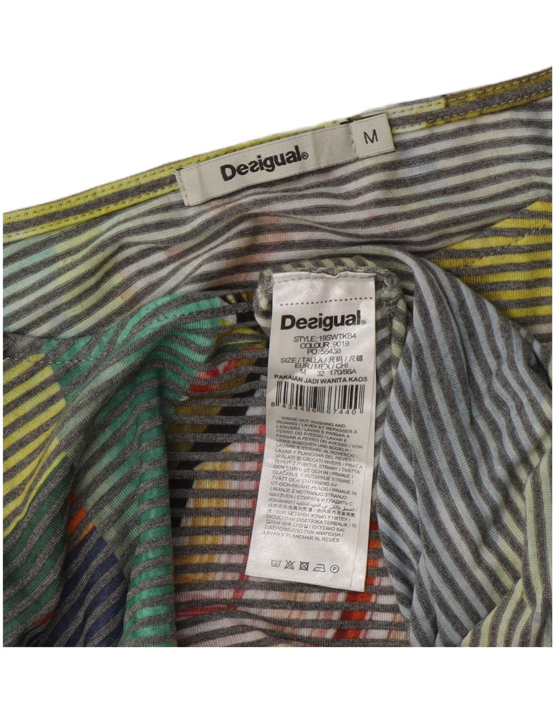 Blusa cropped feminina Desigual UK 14 média risca de giz multicolorida