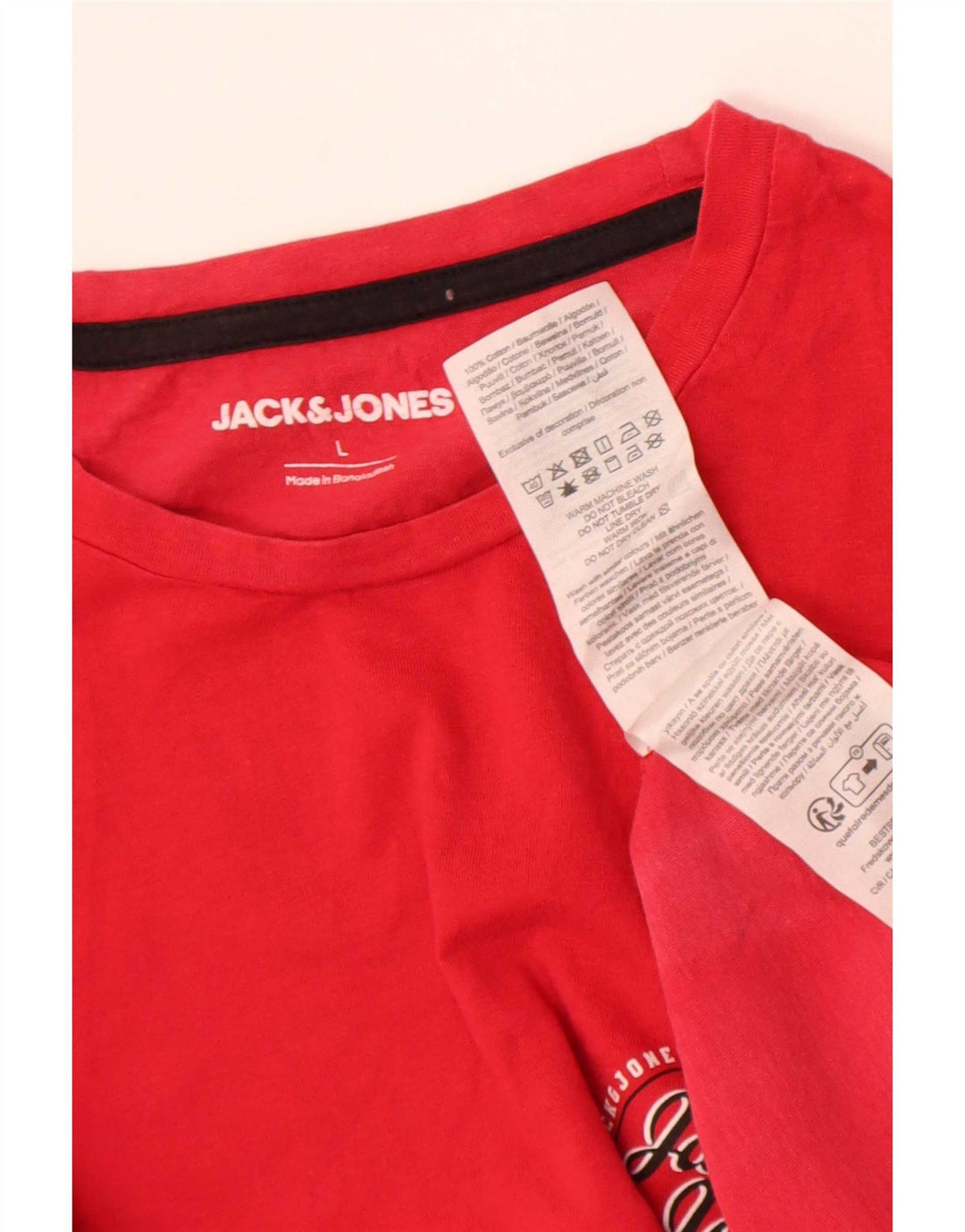 Camiseta masculina Jack & Jones grande algodão vermelho