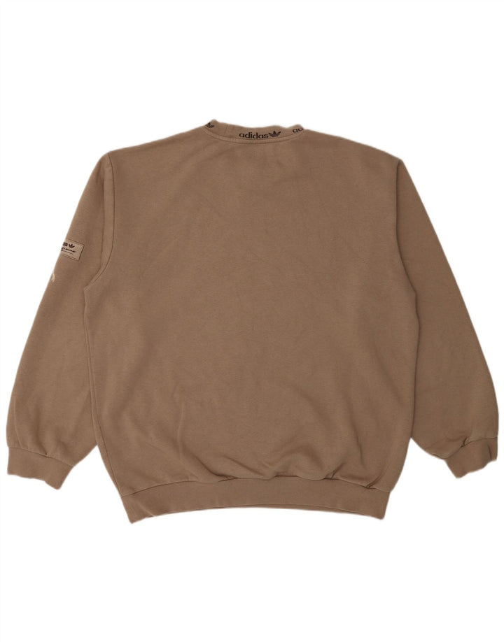 Adidas Mens Graphic Moletom Jumper Médio Bege Algodão