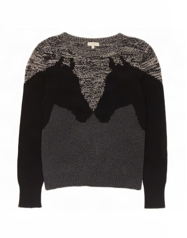 Suéter feminino Hobbs com gola canoa e gola redonda Reino Unido 8 pequeno bloco colorido preto