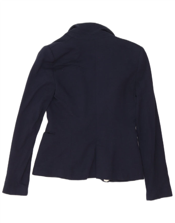 Jaqueta blazer feminina Zara com 1 botão Reino Unido 10 pequeno acetato azul marinho