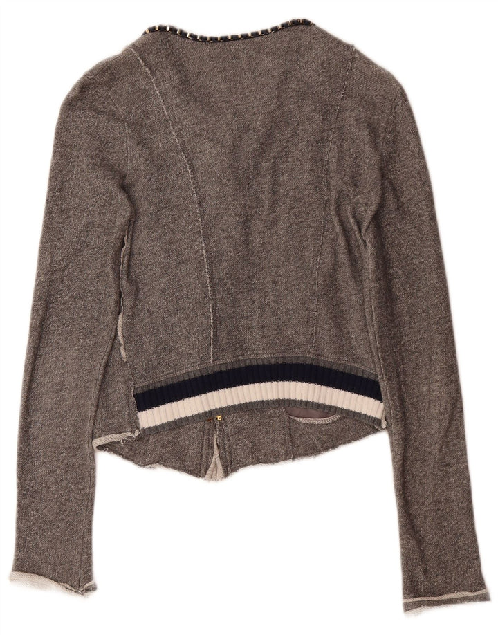 Suéter cardigã feminino GUESS UK 8 pequeno bloco cinza