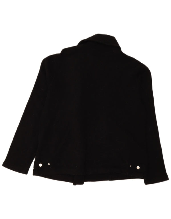 Jaqueta blazer feminina com zíper completo Laura Ashley Reino Unido 18 XL lã de cordeiro preta