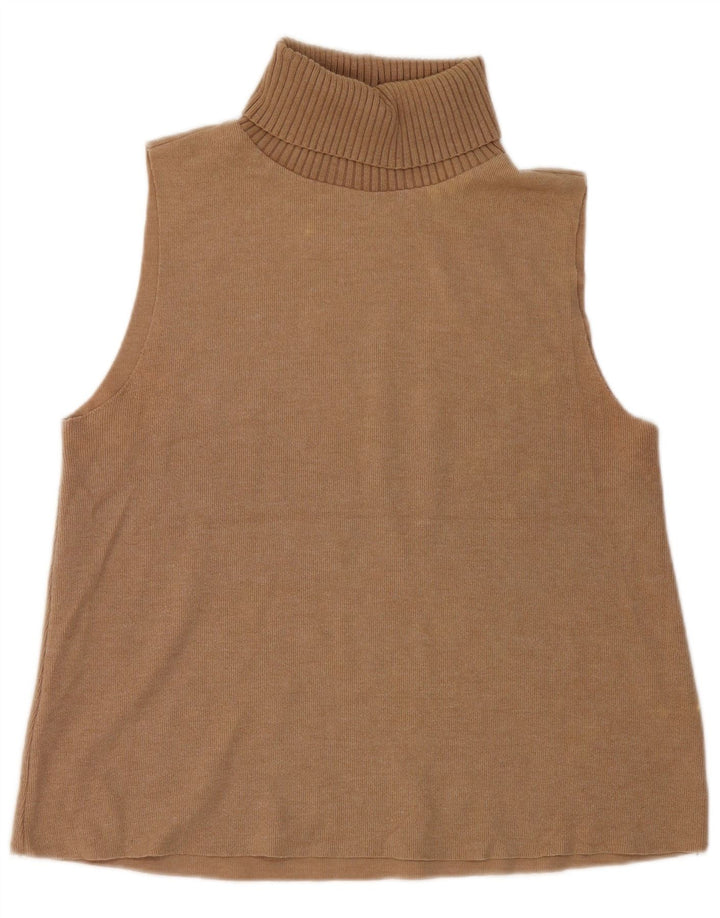 Colete feminino Zara UK 16 grande algodão bege