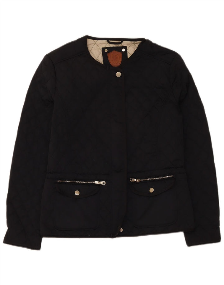 Jaqueta acolchoada feminina Massimo Dutti UK 14 grande poliéster preto