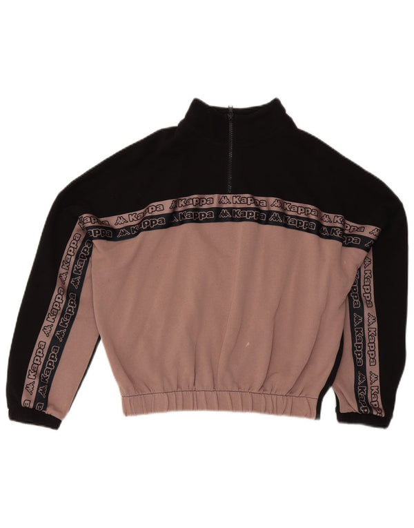 Kappa moletom feminino gráfico jumper UK 10 pequeno bloco colorido preto