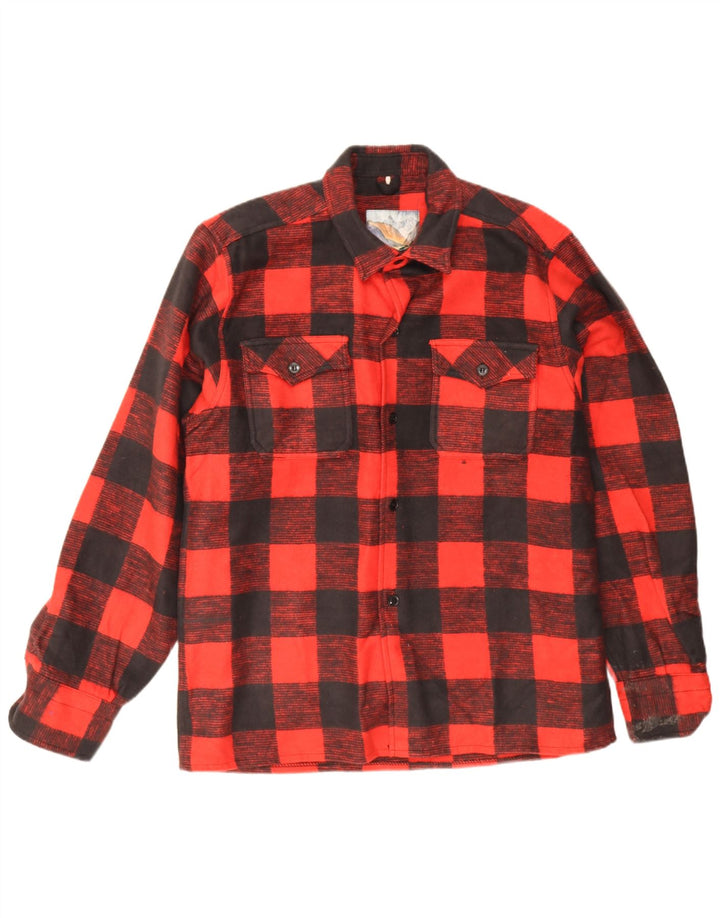 Camiseta masculina vintage de flanela, camisa grande de algodão xadrez vermelho