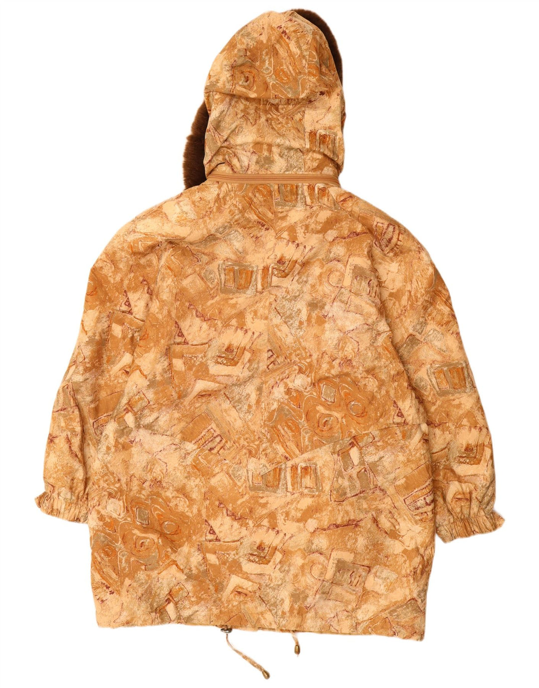 Casaco corta-vento feminino VINTAGE com capuz tamanho 22 3XL bege geométrico