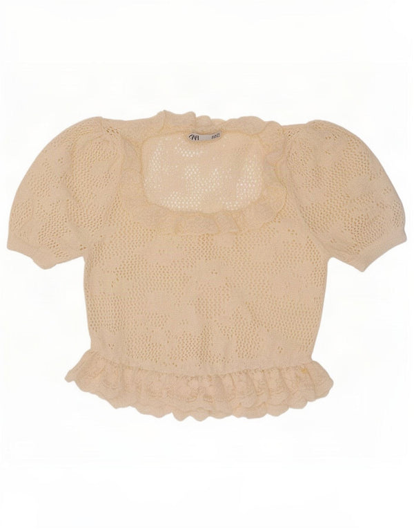 Blusa feminina Zara de malha oversized UK 10 pequena off white