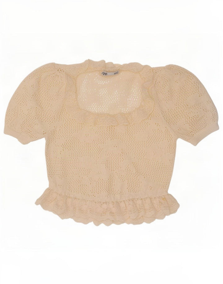 Blusa feminina Zara de malha oversized UK 10 pequena off white