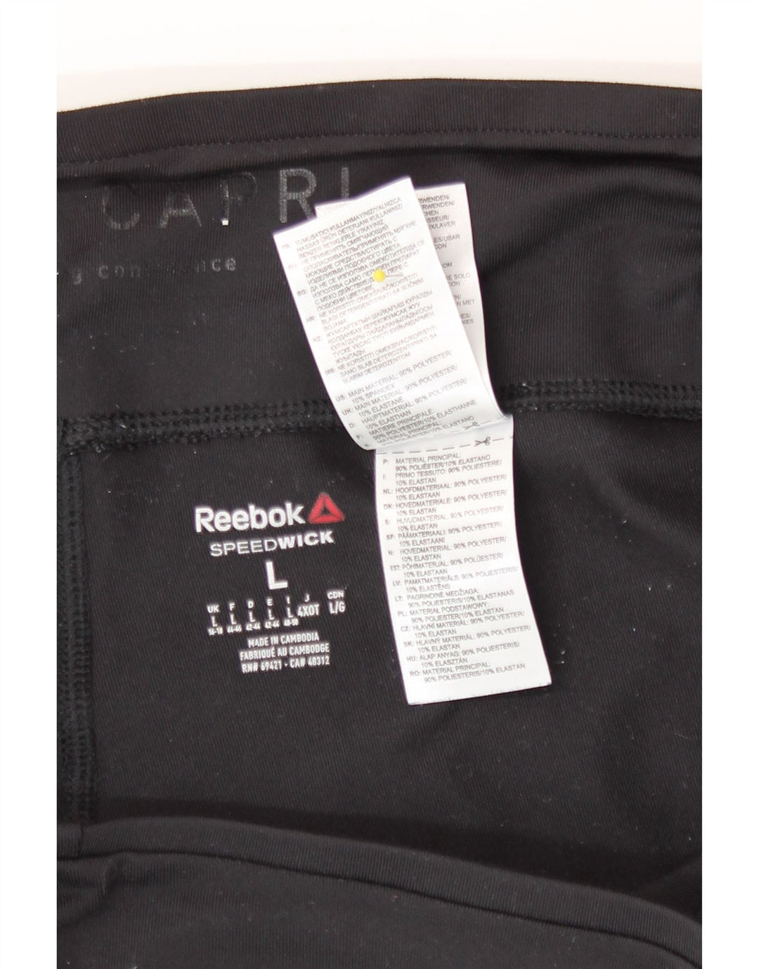 Leggings Capri Mulher Reebok UK 16/18 Grande Poliéster Preto