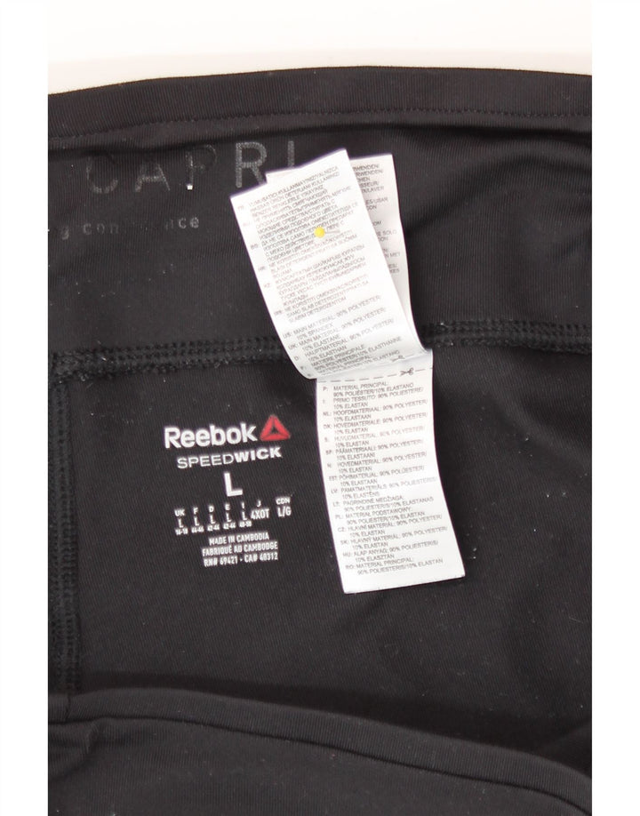 Leggings Capri Mulher Reebok UK 16/18 Grande Poliéster Preto