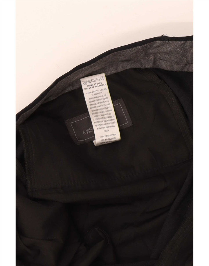 Calça masculina de ajuste regular Marks & Spencer W36 L33 azul marinho poliéster