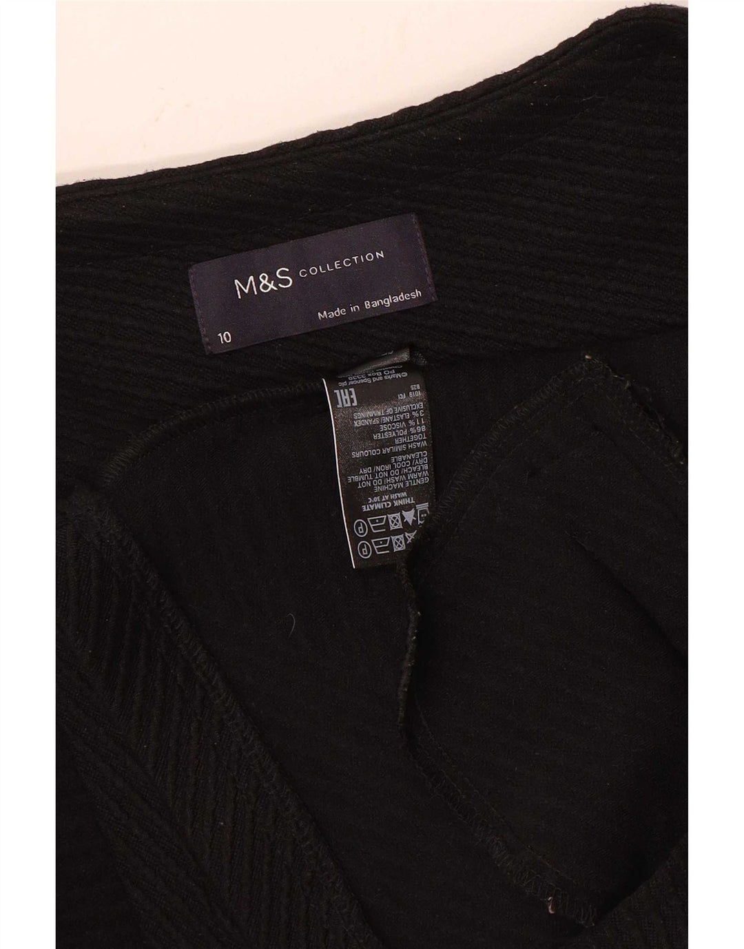 Jaqueta blazer feminina Marks & Spencer com zíper completo Reino Unido 10 pequena listrada preta
