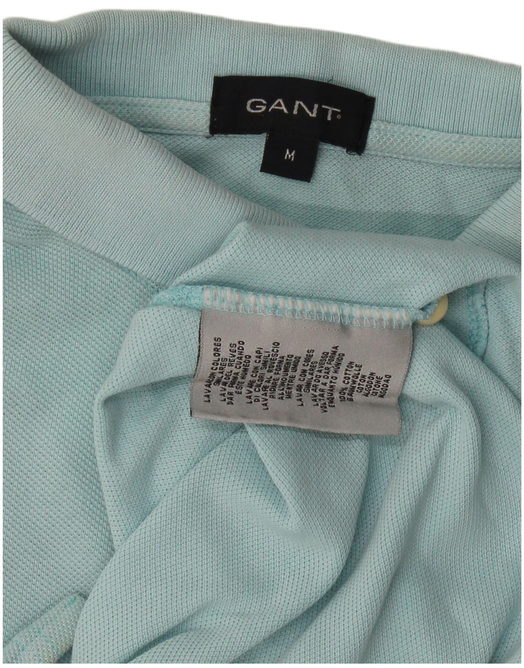 Camisa polo masculina GANT de algodão azul médio