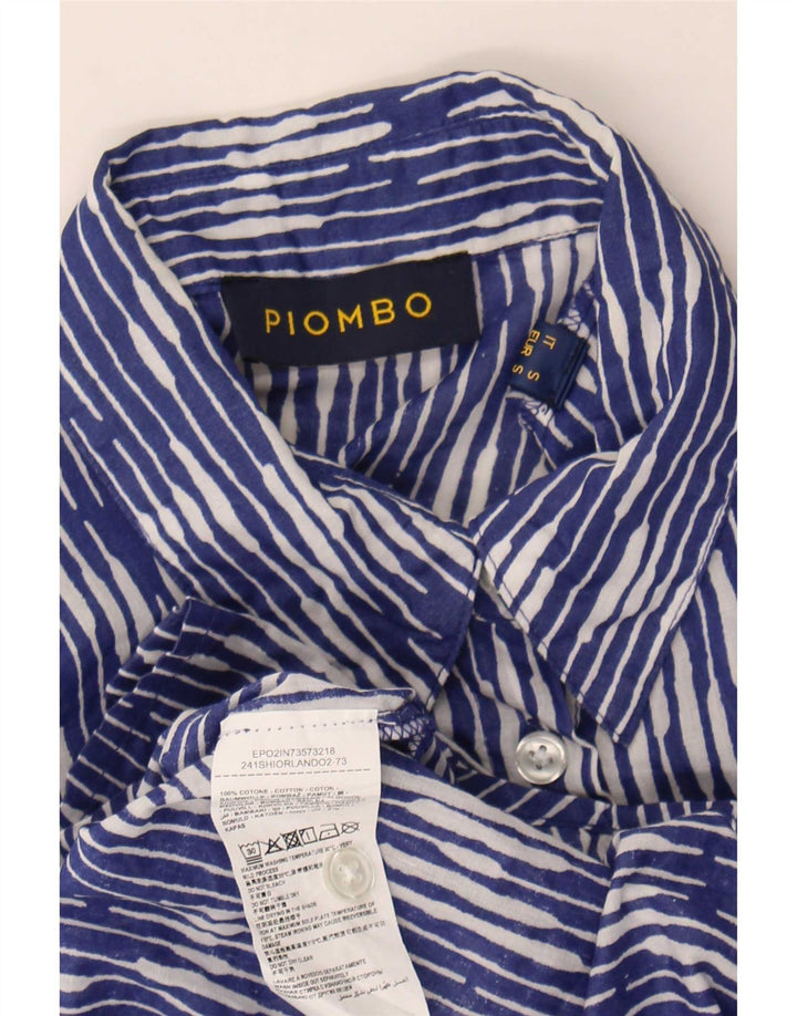 Camisa feminina Piombo UK 10 algodão Ikat azul pequeno