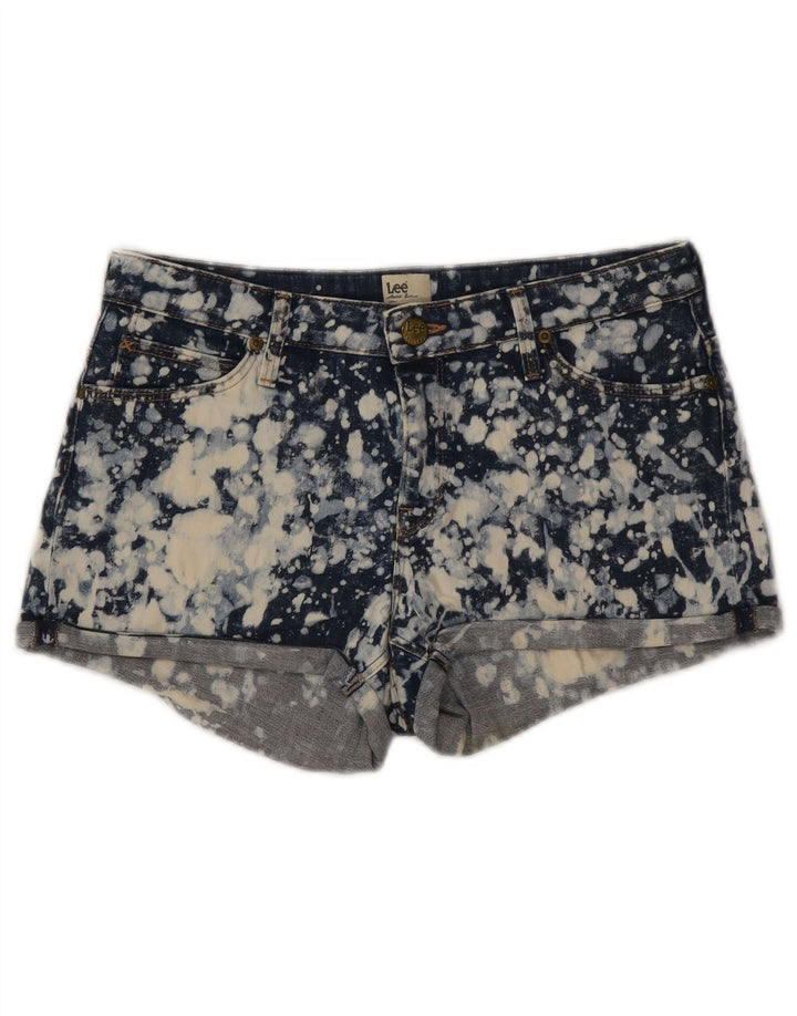 Lee Womens Denim Hot Pants W28 Médio Azul Marinho Tie Dye Algodão