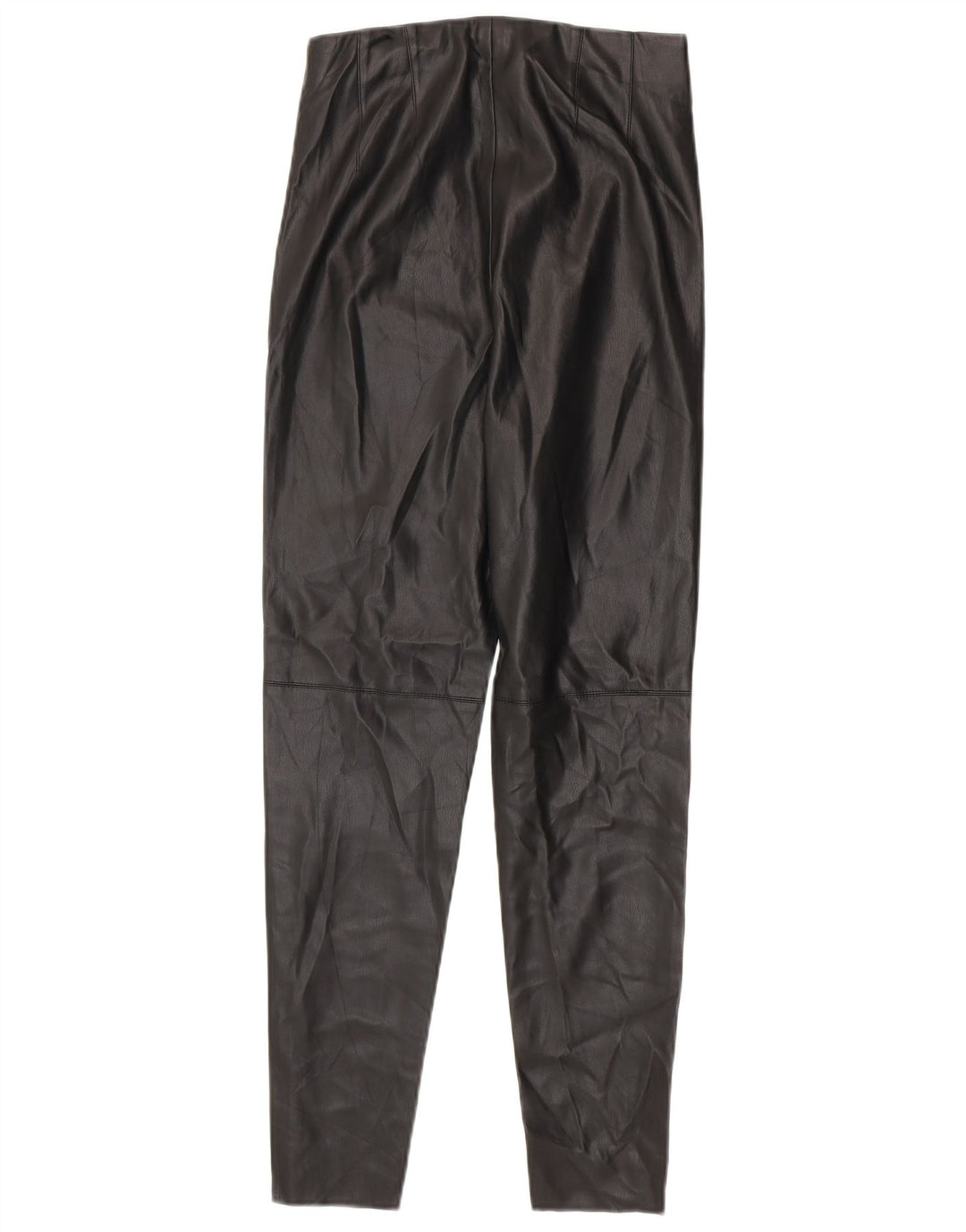 Zara Leggings femininas de couro sintético médio W28 L27 poliuretano preto