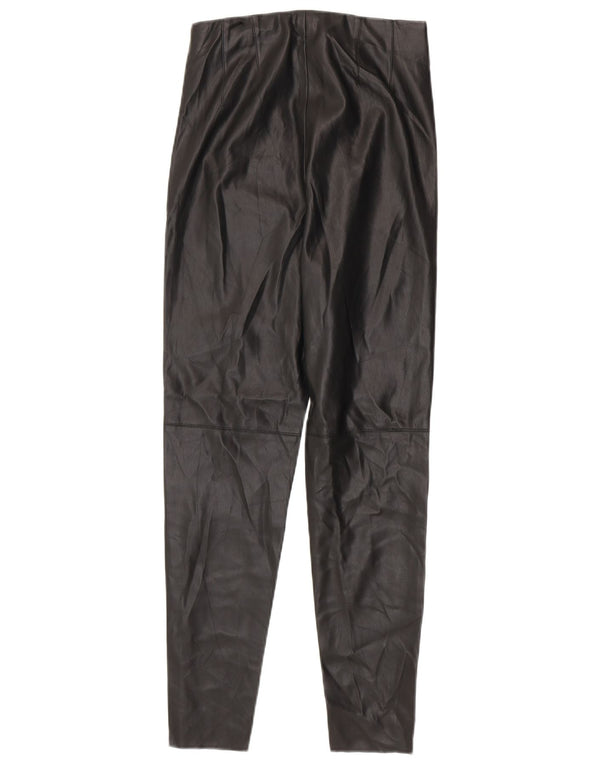 Zara Leggings femininas de couro sintético médio W28 L27 poliuretano preto