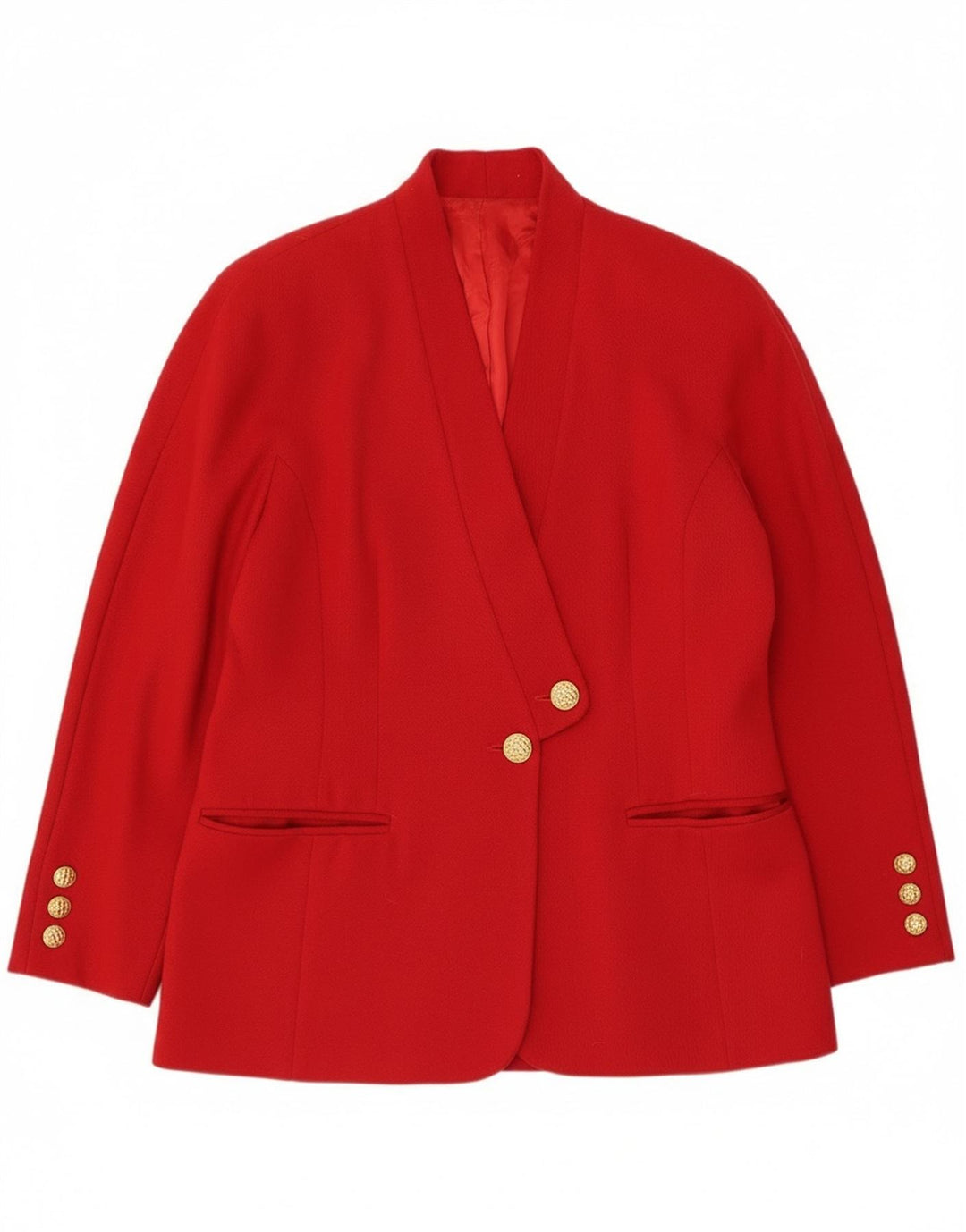 Jaqueta blazer feminina vintage com 2 botões IT 44 lã virgem vermelha média