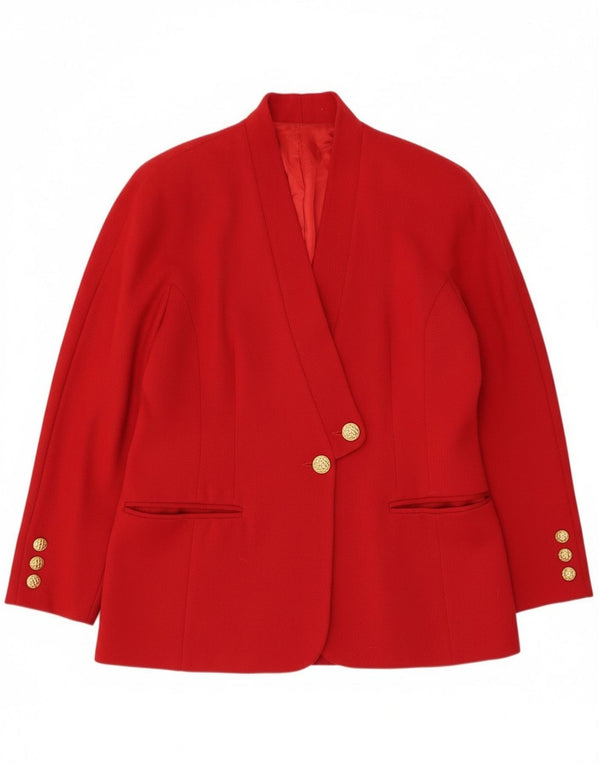 Jaqueta blazer feminina vintage com 2 botões IT 44 lã virgem vermelha média