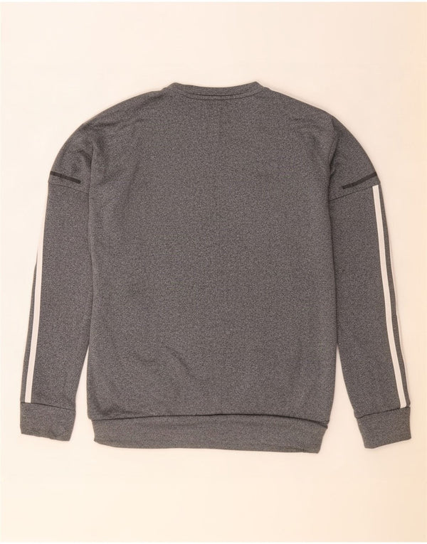 Adidas Womens Sweatshirt Jumper UK 12/14 Médio Cinza Poliéster Flecked