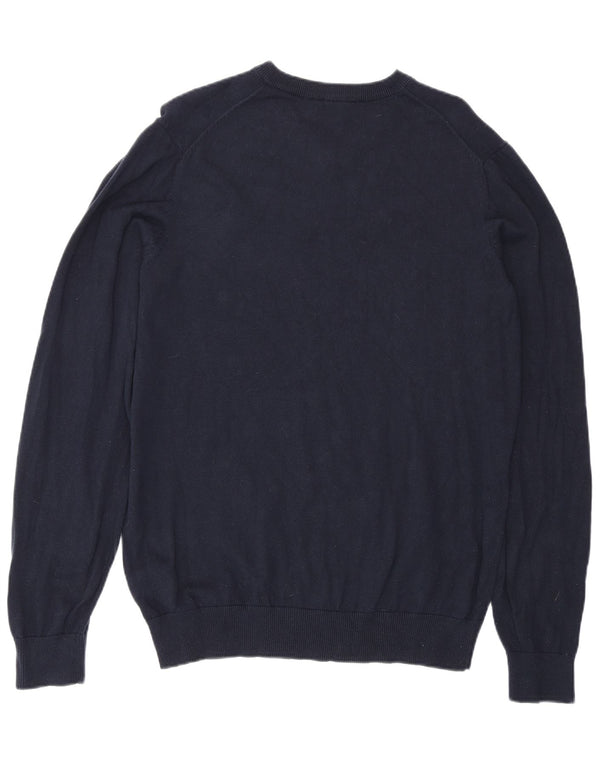 Crew Clothing Suéter masculino com decote em V grande algodão azul marinho