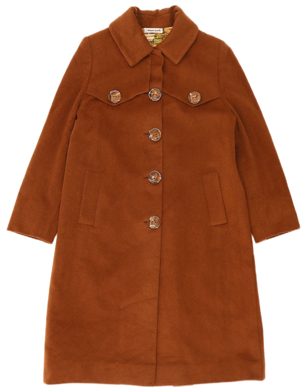 Sobretudo feminino vintage Reino Unido 14 grande lã marrom
