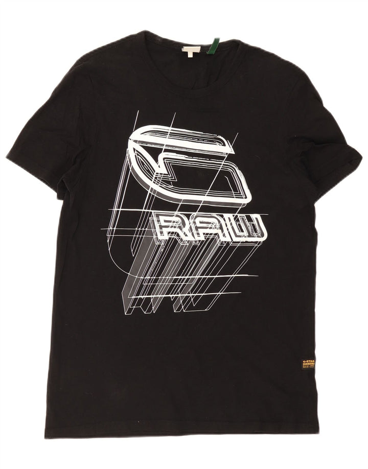 Camiseta gráfica masculina G-Star Top médio algodão preto