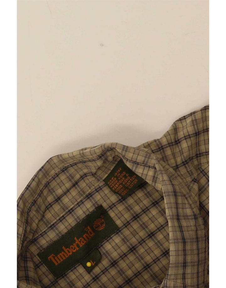 Camisa masculina Timberland grande xadrez cáqui algodão